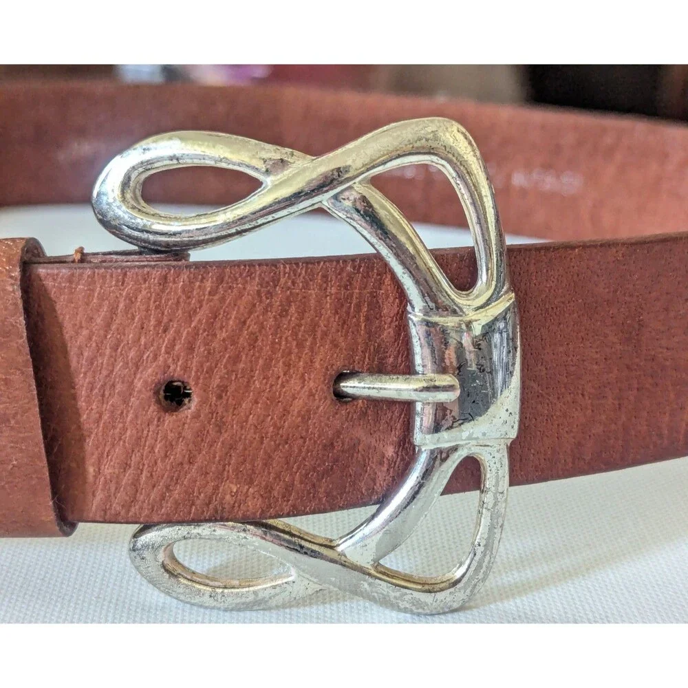 Vtg Silpada Genuine Italian Leather Brown Silver Tone Buckle Belt Women’s Large